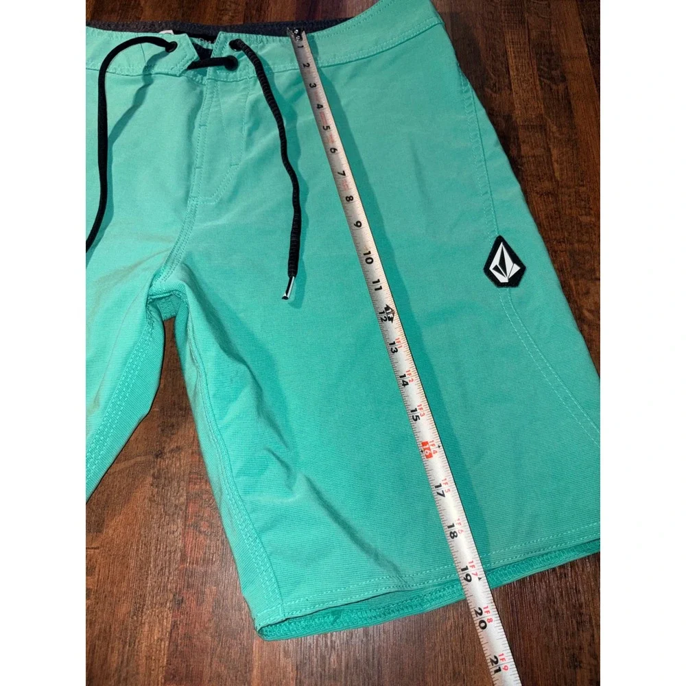 Volcom Mod-Tech Board Shorts Mens 33 Teal Green Repreve Stretch Swim Trunks